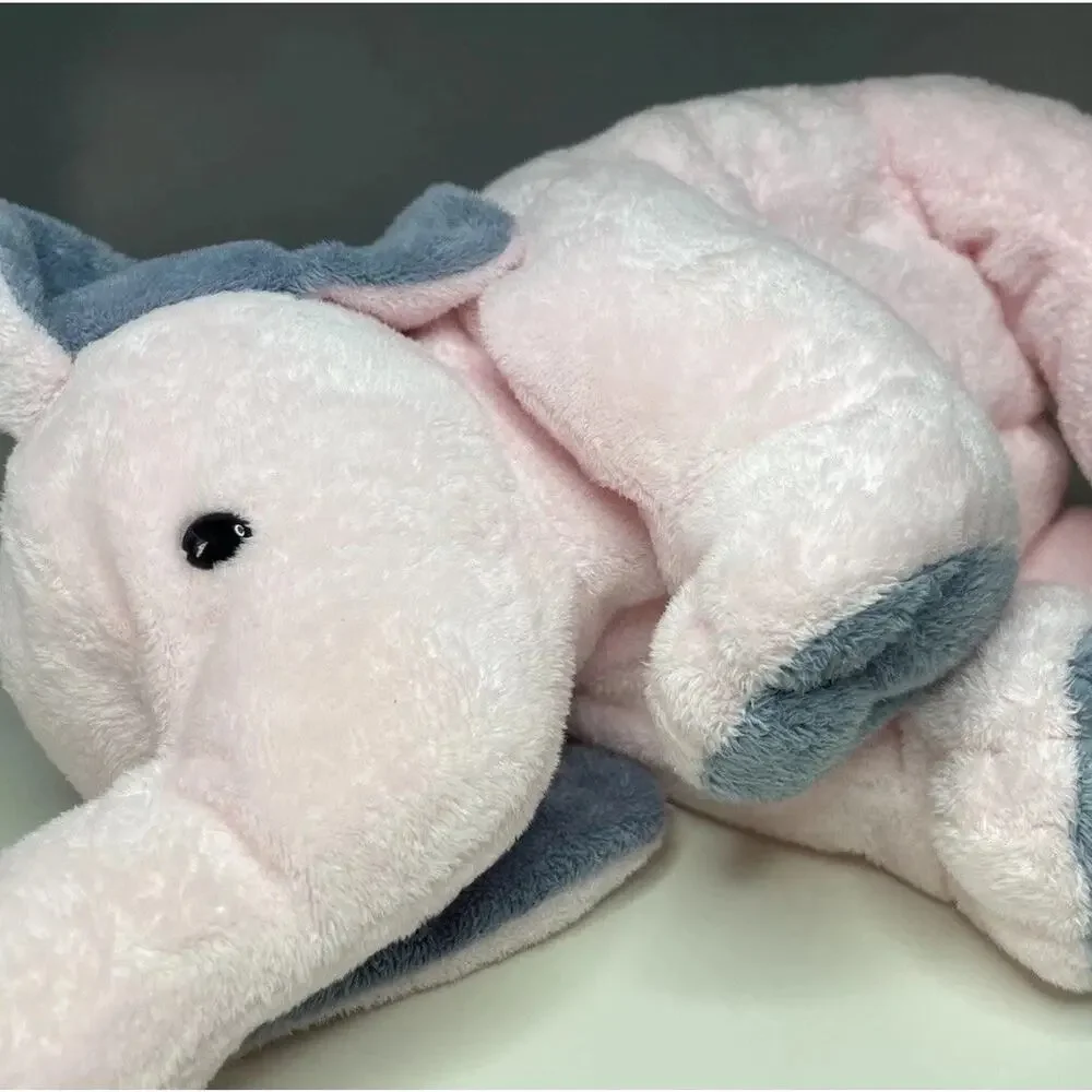 Vintage 2004 Ty Pluffies Winks the Elephant Pink Plush Large 12” With Tags